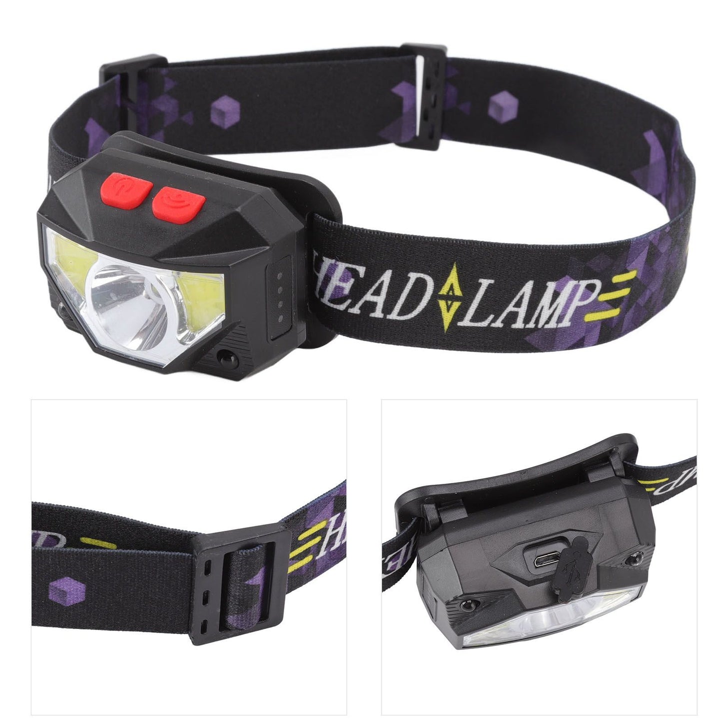 LED Outdoor Headlamp ABS Mini Multifunction USB Charging COB Sensor Head Flashlight V1294-YM3119220148111-0421