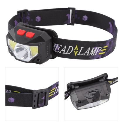LED Outdoor Headlamp ABS Mini Multifunction USB Charging COB Sensor Head Flashlight V1294-YM3119220148111-0421