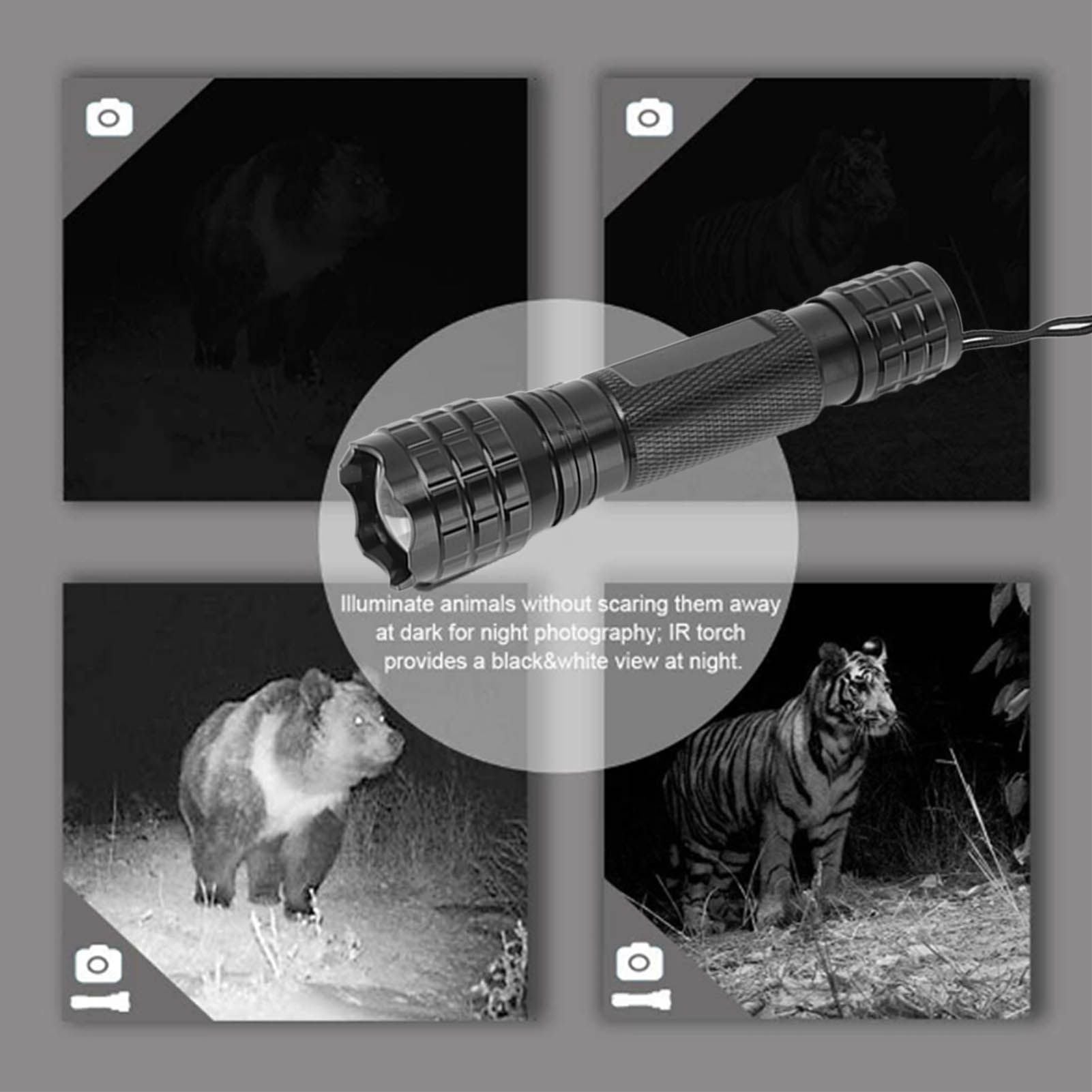 Infrared LED Flashlight Mini Handheld 850nm Zoomable Infrared Night Vision Flashlight for Hunting V1294-YM3119220148311-0421
