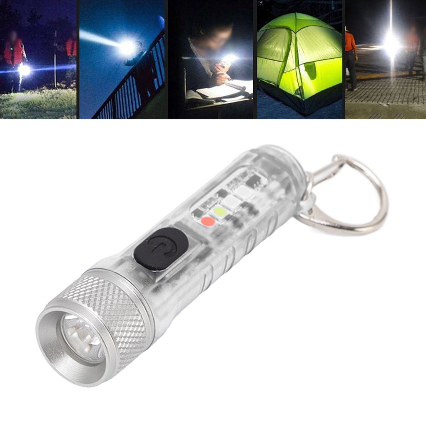 Keychain Flashlight Long Range Super Bright LED Flashlight USB Rechargeable Mini Flashlight for Outdoor M300 V1294-YM3119220148411-0421