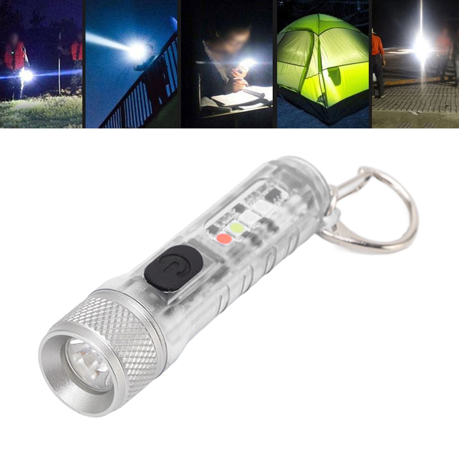 Keychain Flashlight Long Range Super Bright LED Flashlight USB Rechargeable Mini Flashlight for Outdoor M300 V1294-YM3119220148411-0421