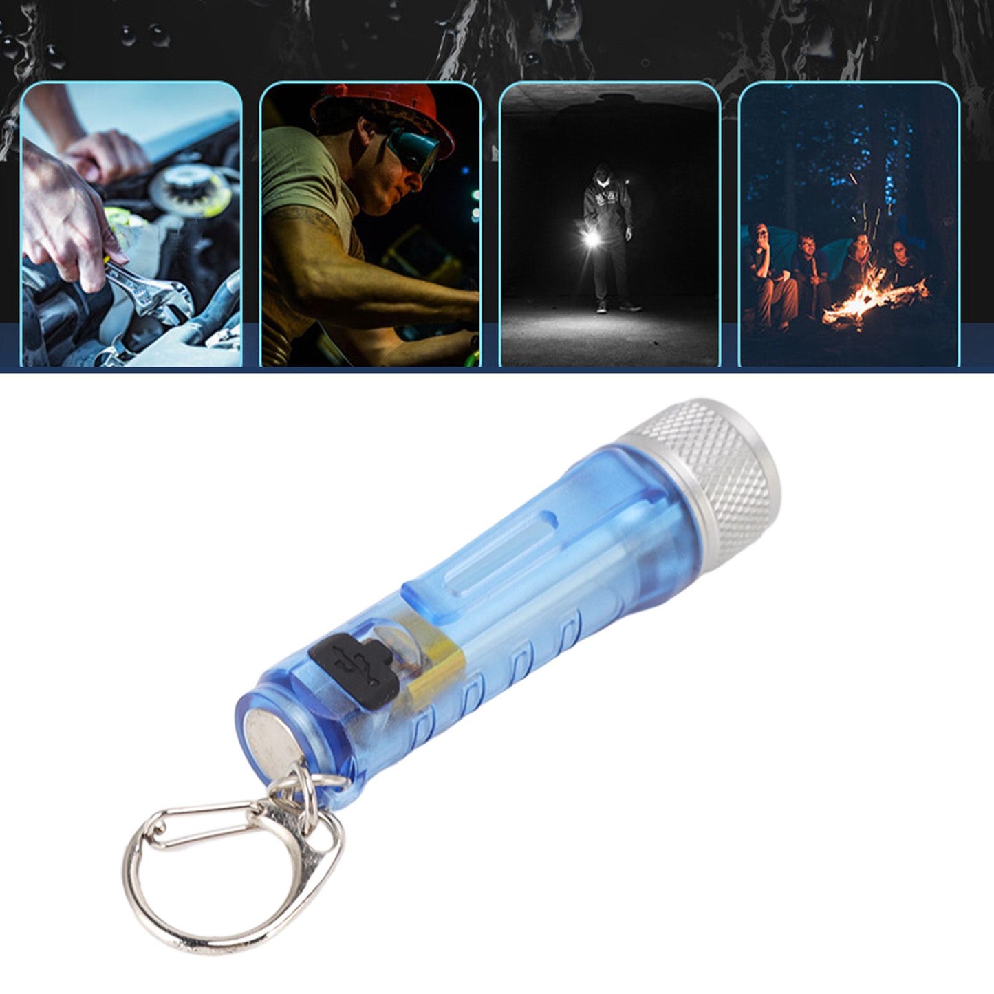 Keychain Flashlight Long Range Super Bright LED Flashlight USB Rechargeable Mini Flashlight for Outdoor M300 V1294-YM3119220148412-0421