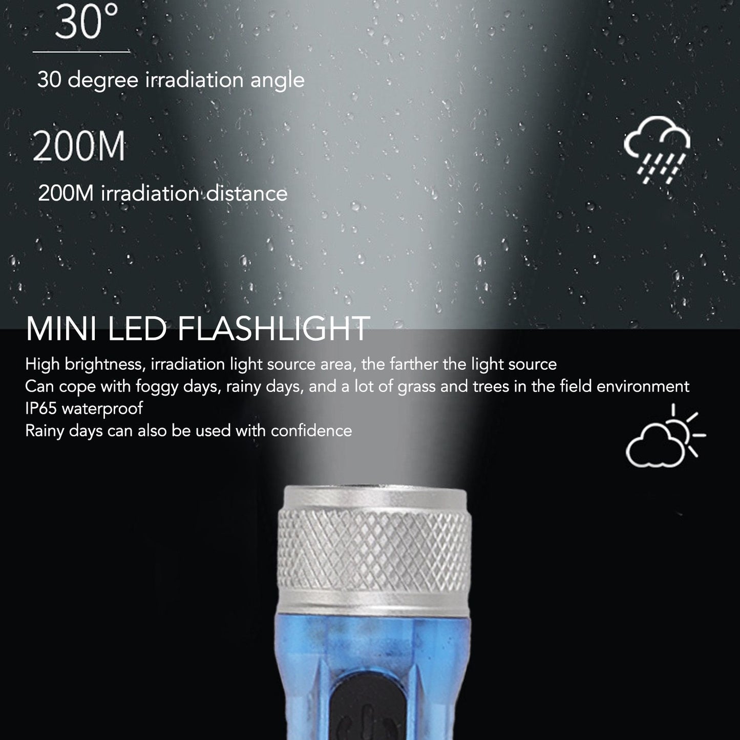 Keychain Flashlight Long Range Super Bright LED Flashlight USB Rechargeable Mini Flashlight for Outdoor M300 V1294-YM3119220148412-0421
