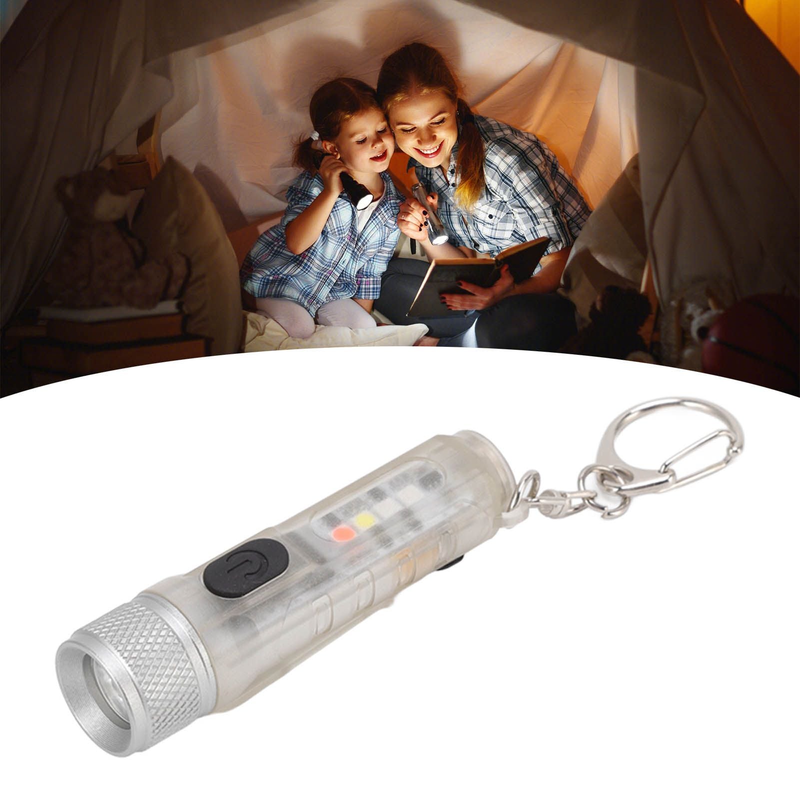 Strong Light Mini Keychain Flashlight Outdoor Portable Super Bright Multifunction LED Flashlight USB V1294-YM3119220148511-0421