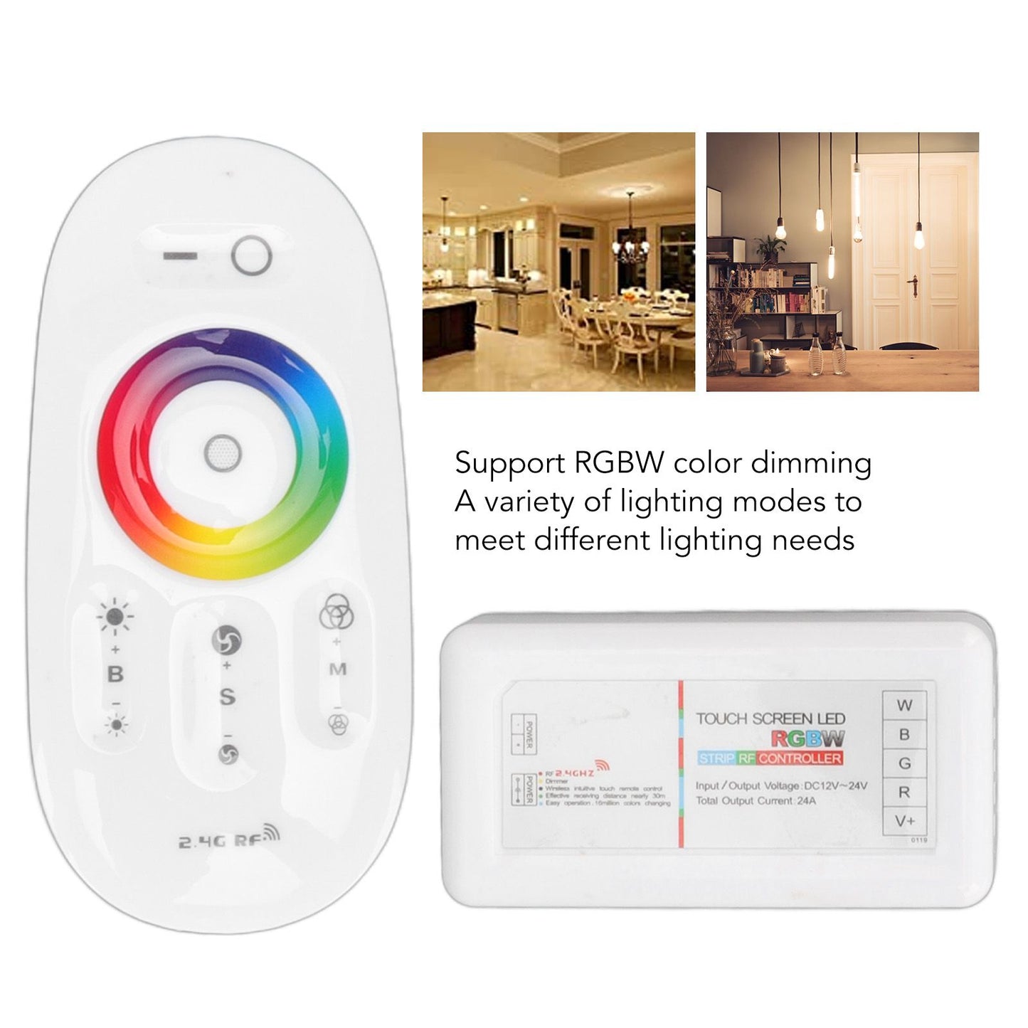 2.4G Wireless RF Touch Dimmer Switch 7 Color RGBW Dimming LED RGB Strip Light Controller DC12 to 24V V1294-YM3119220150311-0421