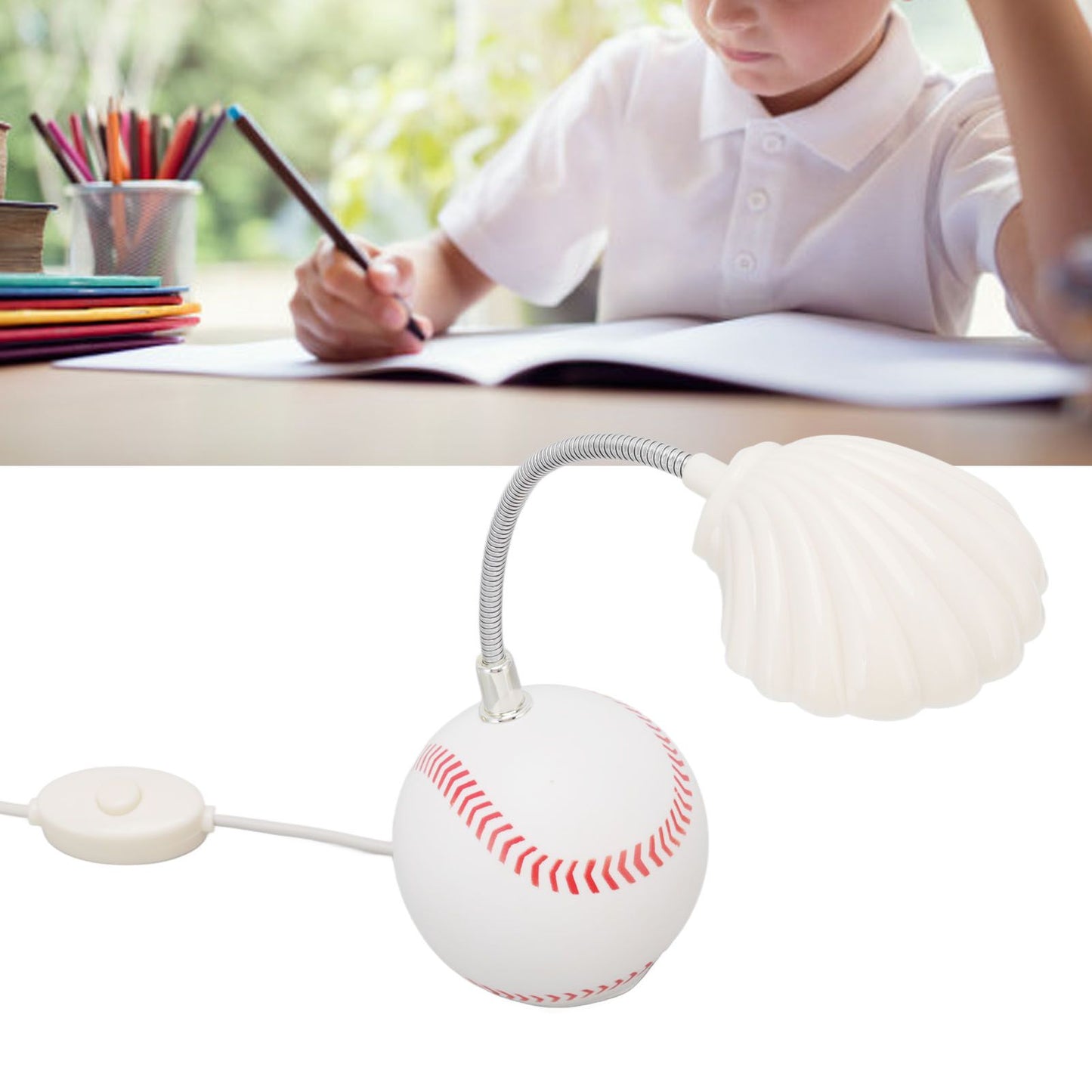 LED Table Lamp Baseball Base Seashell Shape Light Head Soft Light Portable USB Mini Desk Lamp for Home School V1294-YM3119220150611-0421