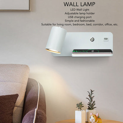 LED Wall Light USB Interface Wireless Charging LED Wall Lamp for Living Room Bedroom 85-265V White Right V1294-YM3119220151211-0421