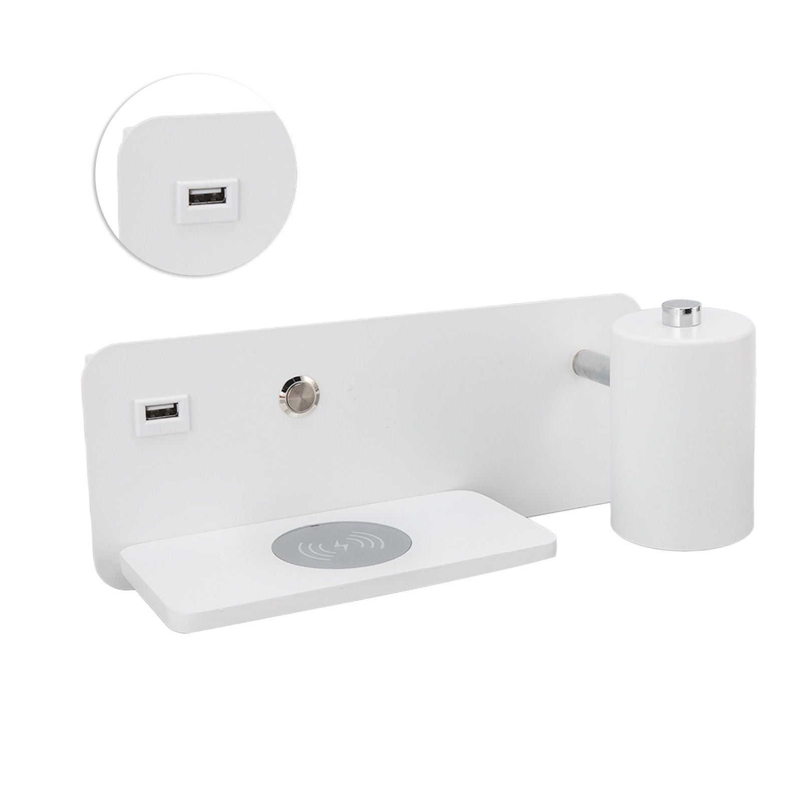 LED Wall Light USB Interface Wireless Charging LED Wall Lamp for Living Room Bedroom 85-265V White Right V1294-YM3119220151211-0421