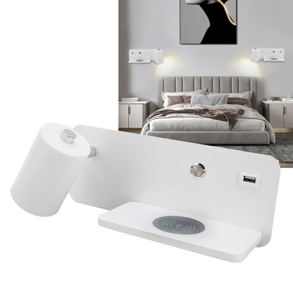LED Wall Light USB Interface Wireless Charging LED Wall Lamp for Living Room Bedroom 85-265V White Left V1294-YM3119220151212-0421