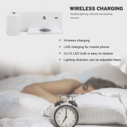 LED Wall Light USB Interface Wireless Charging LED Wall Lamp for Living Room Bedroom 85-265V White Left V1294-YM3119220151212-0421