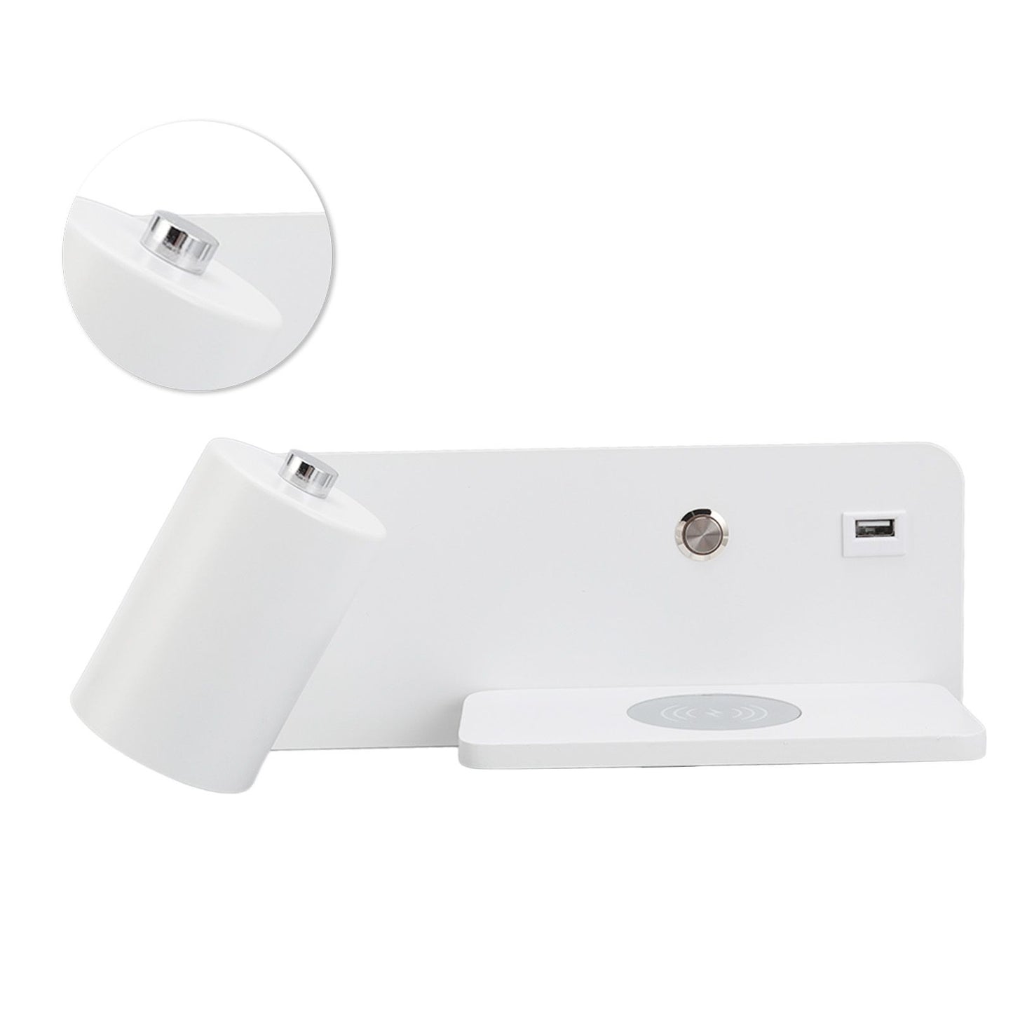 LED Wall Light USB Interface Wireless Charging LED Wall Lamp for Living Room Bedroom 85-265V White Left V1294-YM3119220151212-0421