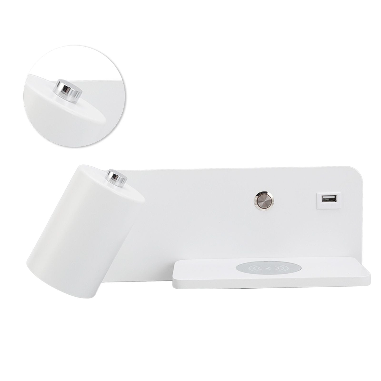 LED Wall Light USB Interface Wireless Charging LED Wall Lamp for Living Room Bedroom 85-265V White Left V1294-YM3119220151212-0421
