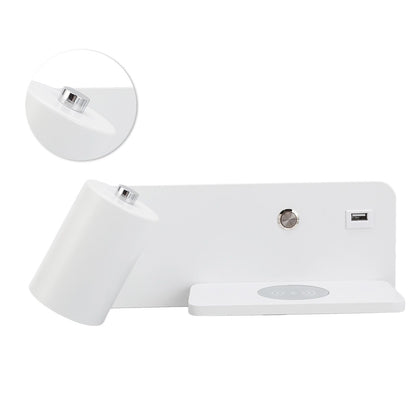 LED Wall Light USB Interface Wireless Charging LED Wall Lamp for Living Room Bedroom 85-265V White Left V1294-YM3119220151212-0421