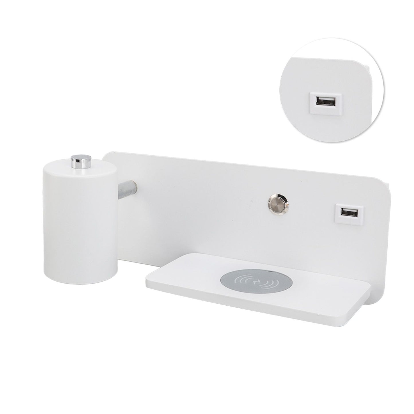 LED Wall Light USB Interface Wireless Charging LED Wall Lamp for Living Room Bedroom 85-265V White Left V1294-YM3119220151212-0421