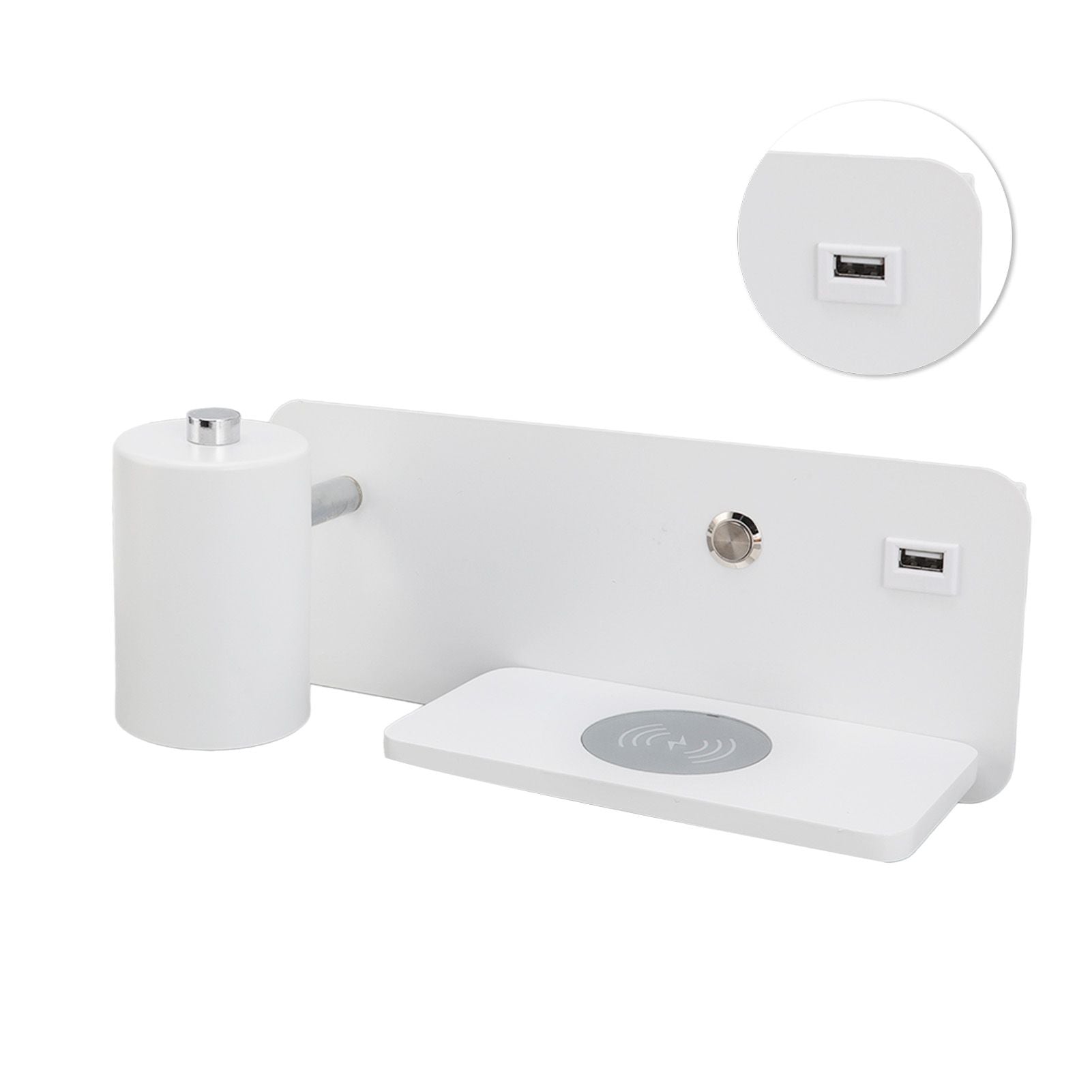 LED Wall Light USB Interface Wireless Charging LED Wall Lamp for Living Room Bedroom 85-265V White Left V1294-YM3119220151212-0421