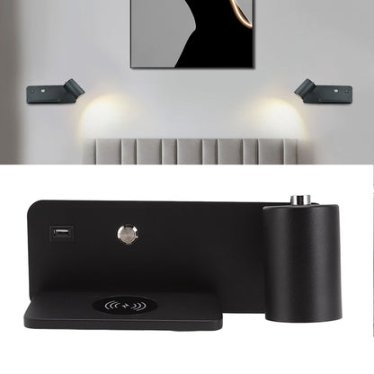 LED Wall Light USB Interface Wireless Charging LED Wall Lamp for Living Room Bedroom 85-265V Black Right V1294-YM3119220151213-0421
