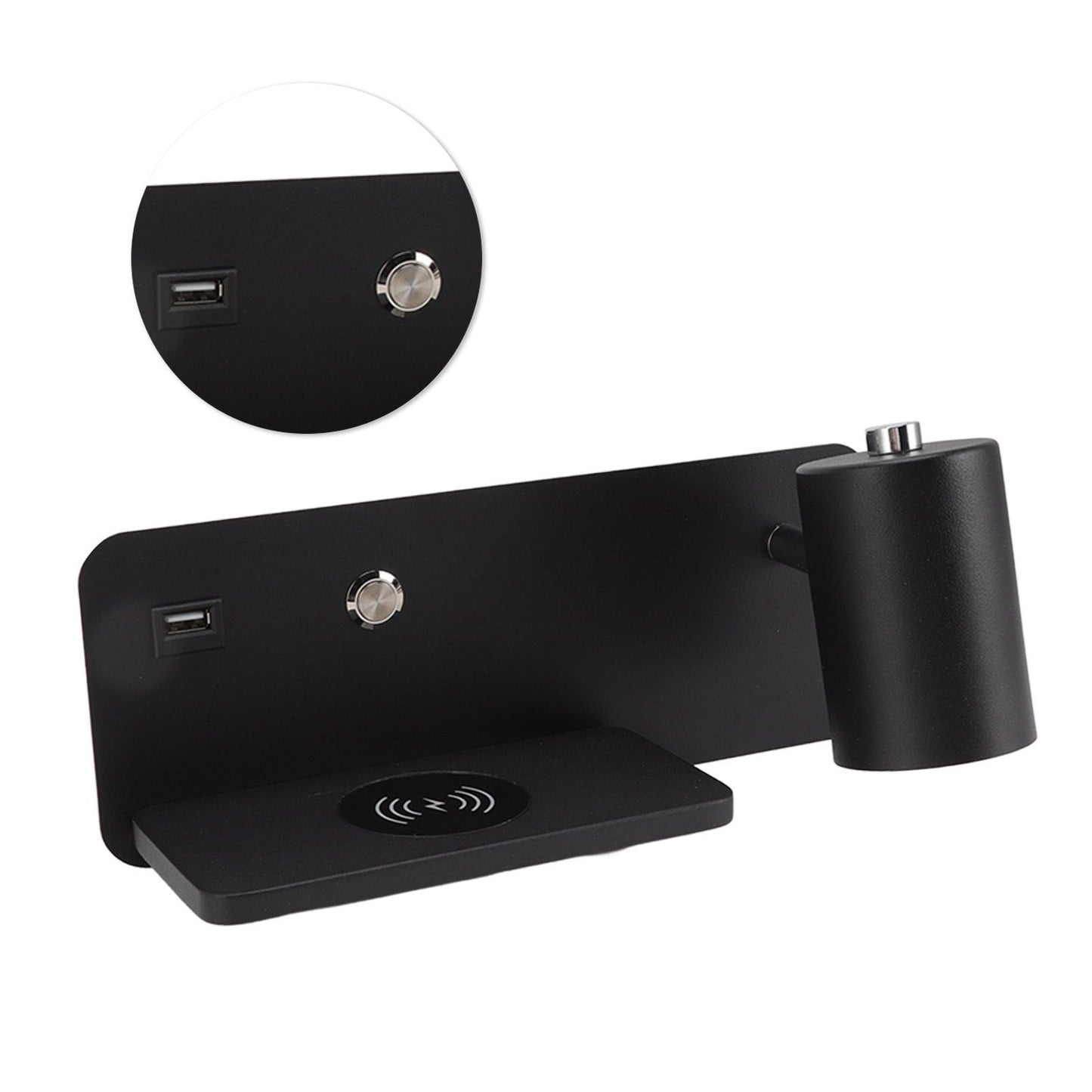 LED Wall Light USB Interface Wireless Charging LED Wall Lamp for Living Room Bedroom 85-265V Black Right V1294-YM3119220151213-0421