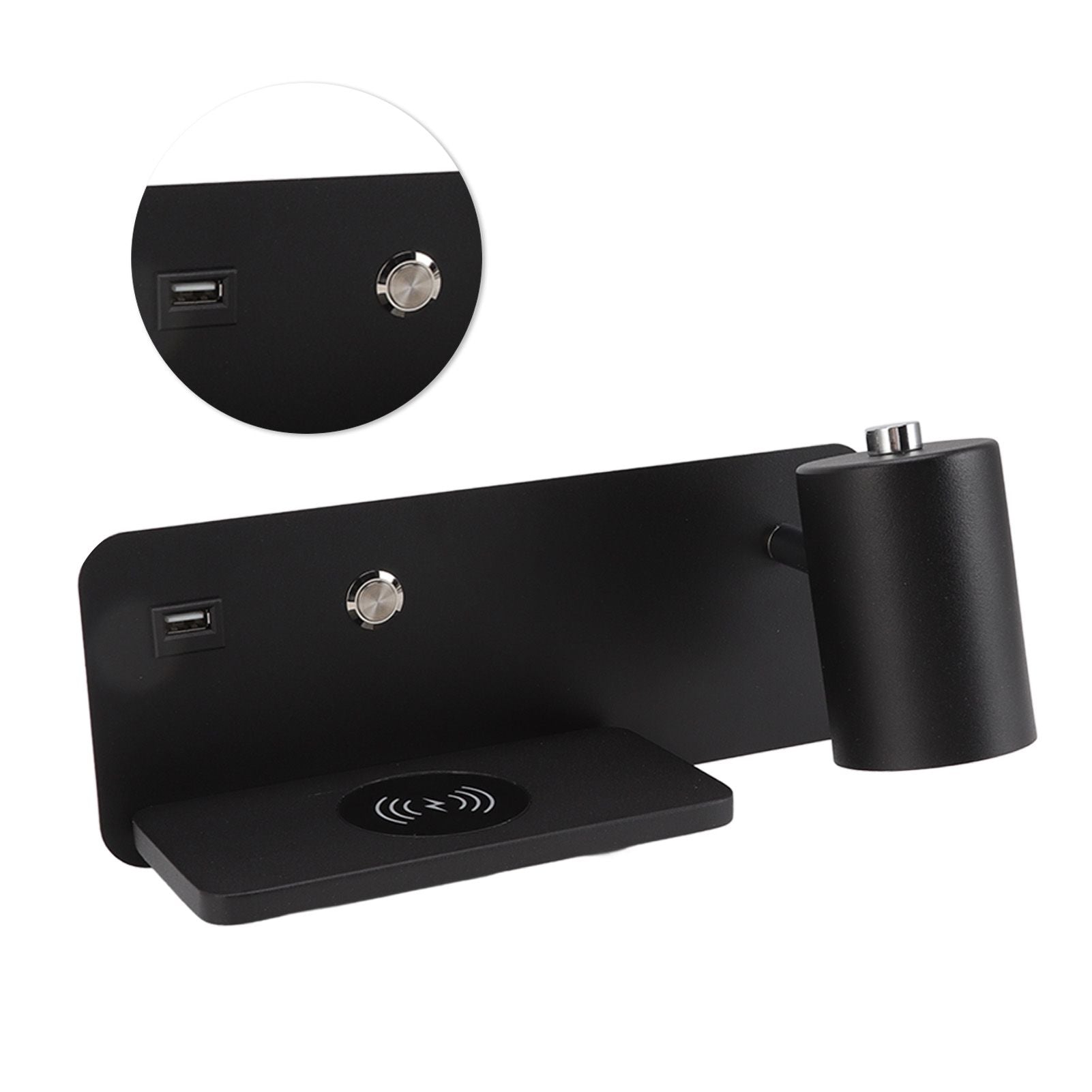 LED Wall Light USB Interface Wireless Charging LED Wall Lamp for Living Room Bedroom 85-265V Black Right V1294-YM3119220151213-0421