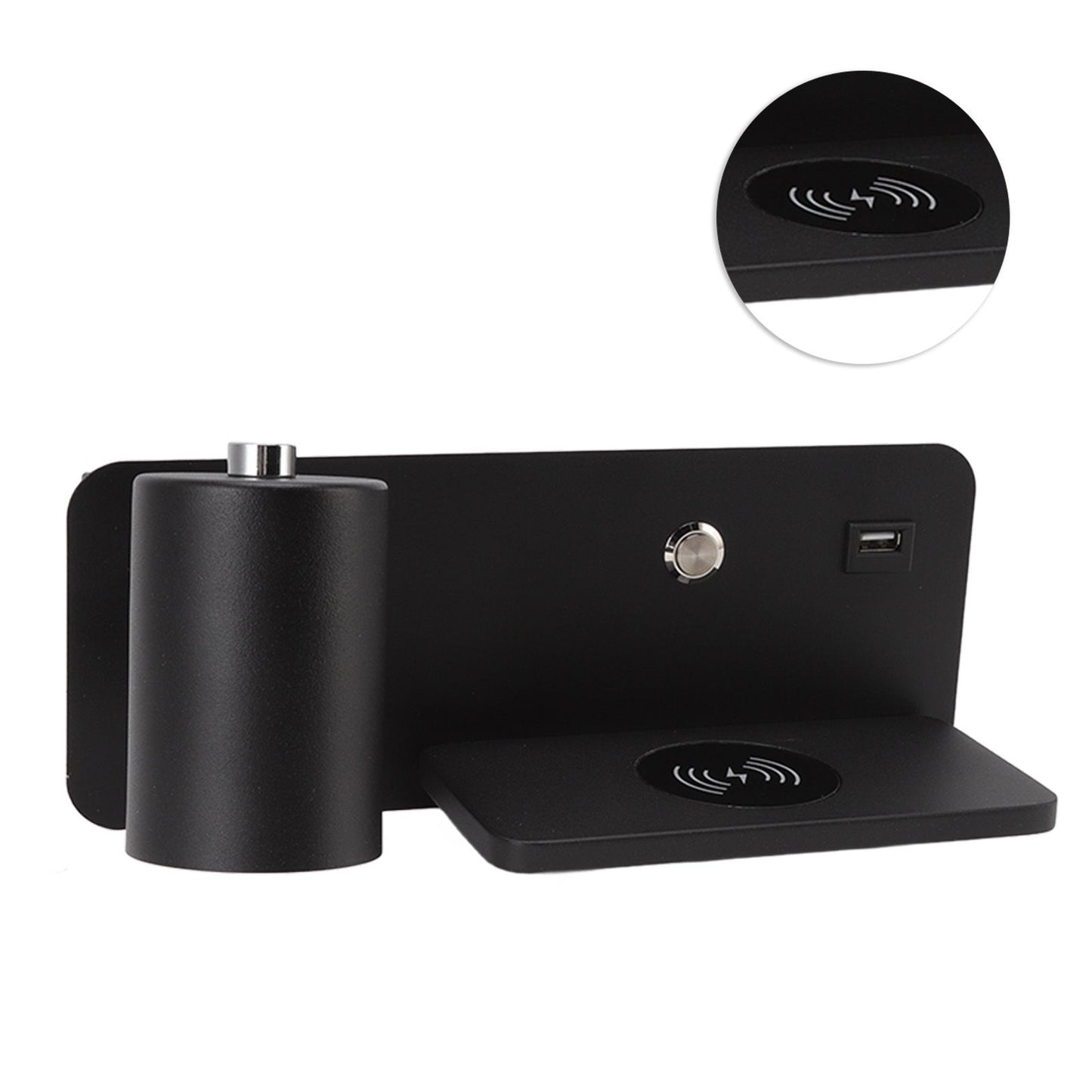 LED Wall Light USB Interface Wireless Charging LED Wall Lamp for Living Room Bedroom 85-265V Black Left V1294-YM3119220151214-0421