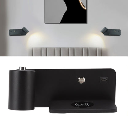 LED Wall Light USB Interface Wireless Charging LED Wall Lamp for Living Room Bedroom 85-265V Black Left V1294-YM3119220151214-0421