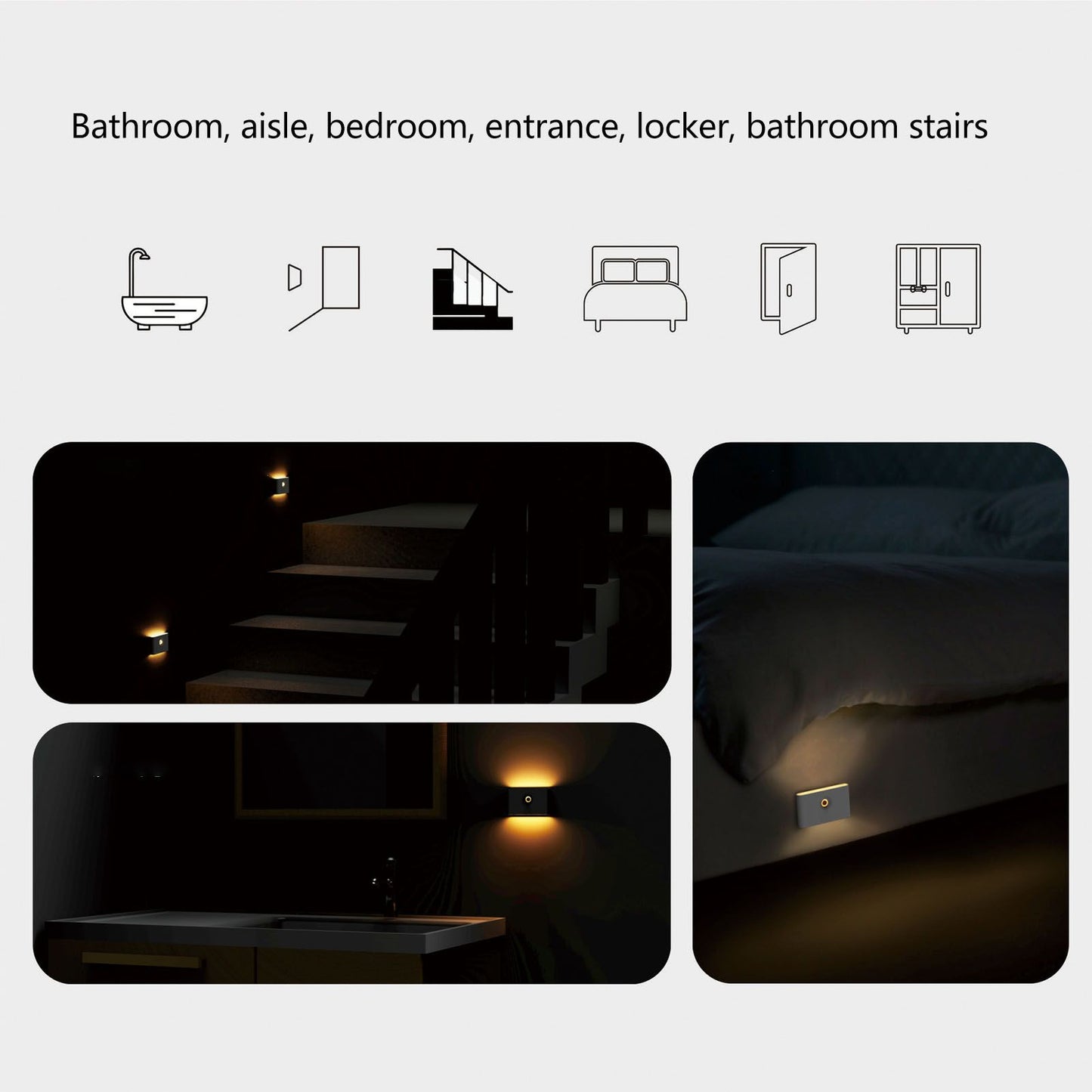 LED Motion Sensor Light Type C Rechargeable 360 Degrees Rotated Induction Night Lights with Magnetic Base V1294-YM3119220153311-0421