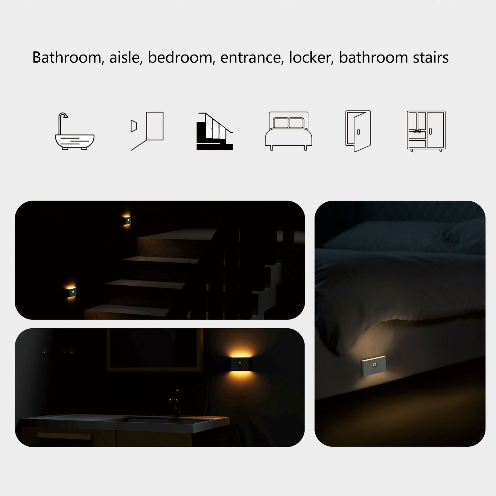 LED Motion Sensor Light Type C Rechargeable 360 Degrees Rotated Induction Night Lights with Magnetic Base V1294-YM3119220153311-0421