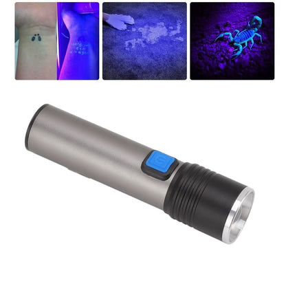 365nm UV Flashlight USB Rechargeable LED Mini Portable Handheld Torch Detector for Pet Urine Counterfeit V1294-YM3119220155611-0421