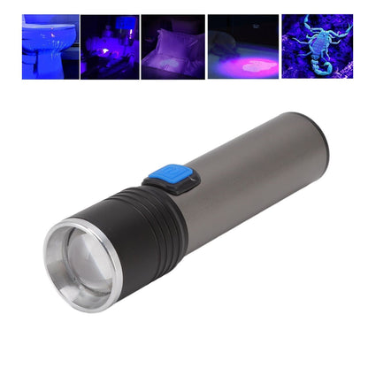 365nm UV Flashlight USB Rechargeable LED Mini Portable Handheld Torch Detector for Pet Urine Counterfeit V1294-YM3119220155611-0421