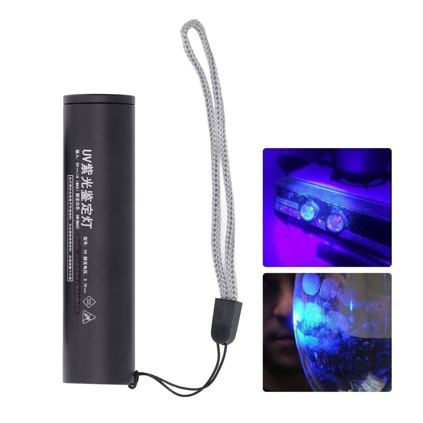 Ultraviolet Flashlight Rechargeable Mini 365nm Black Light Flashlight for Counterfeit Money Pet Urine V1294-YM3119220155711-0421