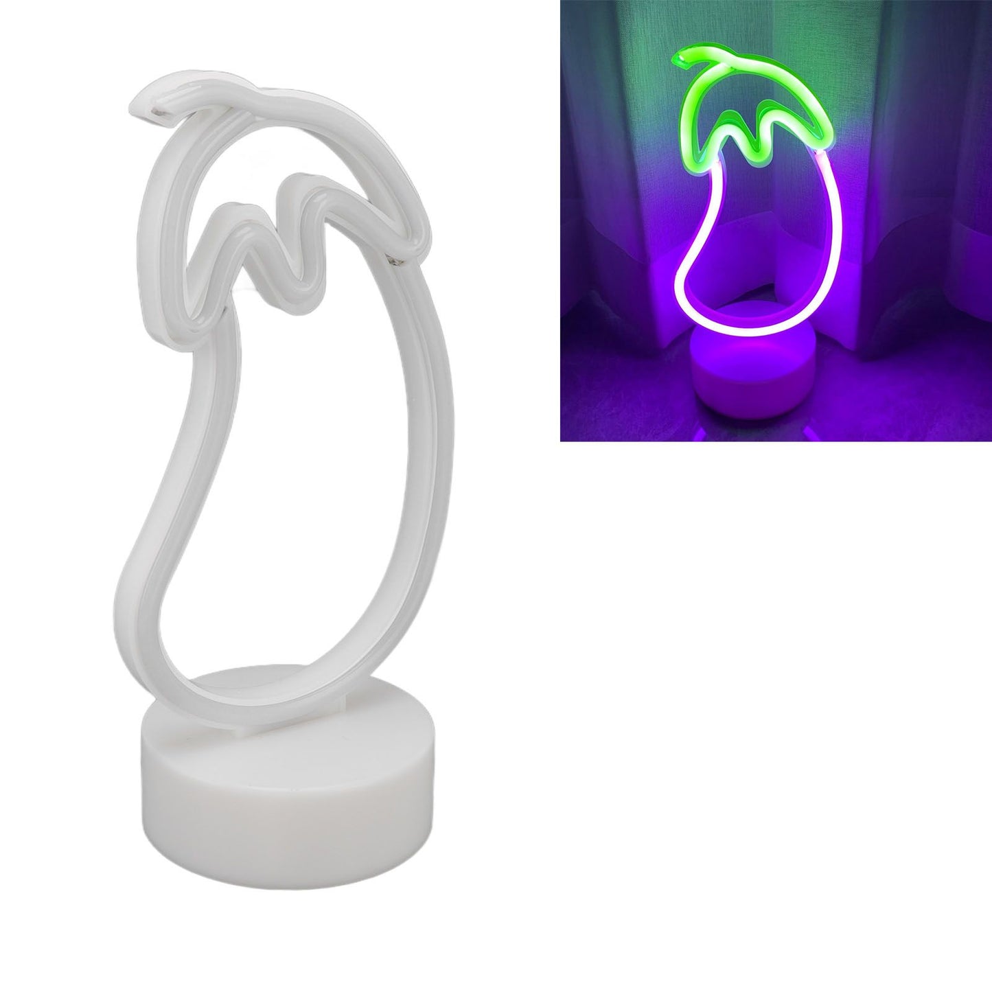 Eggplant Neon Sign USB Battery Powered LED Neon Sign Light for Home Neon Decoration V1294-YM3119220155811-0421