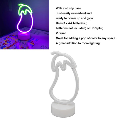 Eggplant Neon Sign USB Battery Powered LED Neon Sign Light for Home Neon Decoration V1294-YM3119220155811-0421