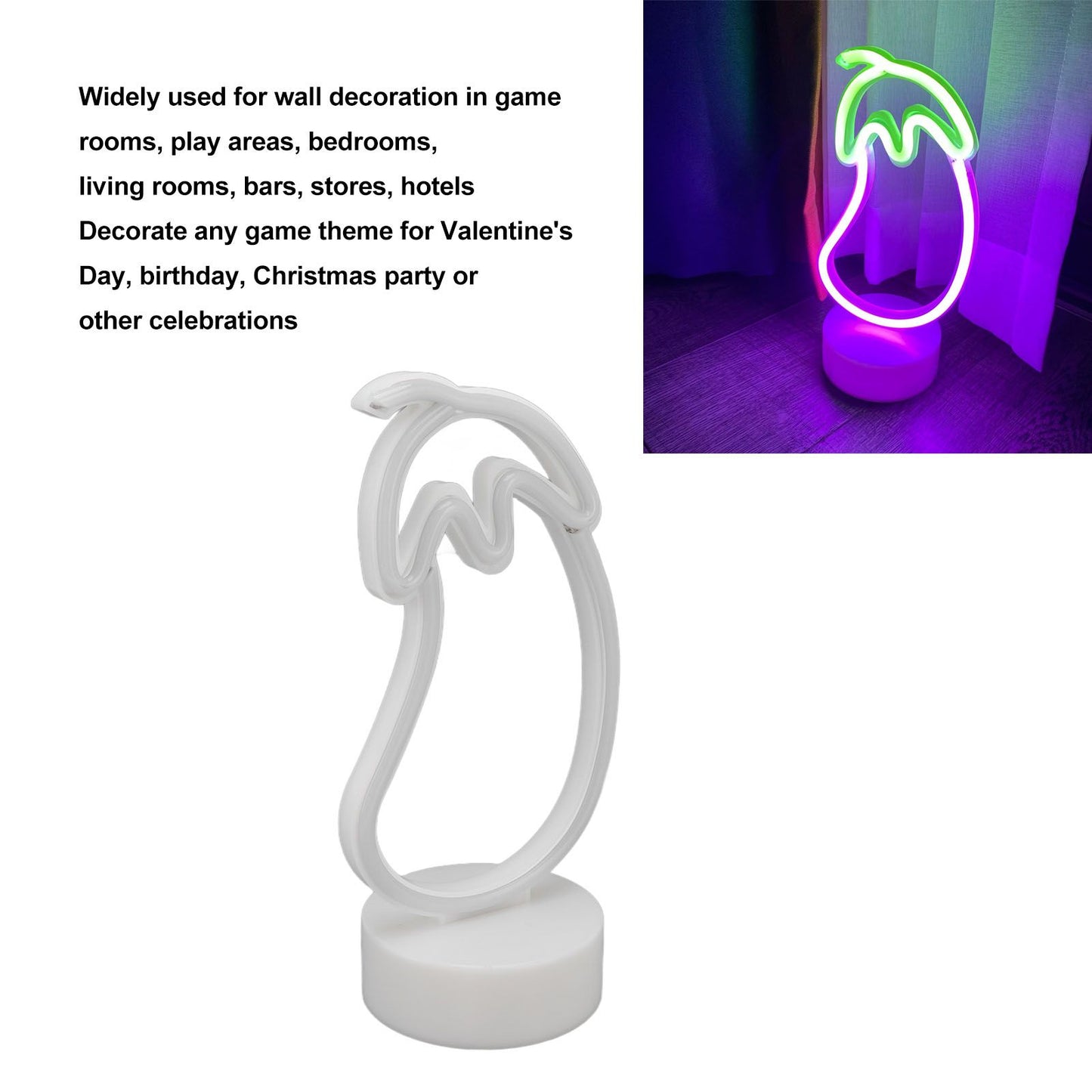 Eggplant Neon Sign USB Battery Powered LED Neon Sign Light for Home Neon Decoration V1294-YM3119220155811-0421