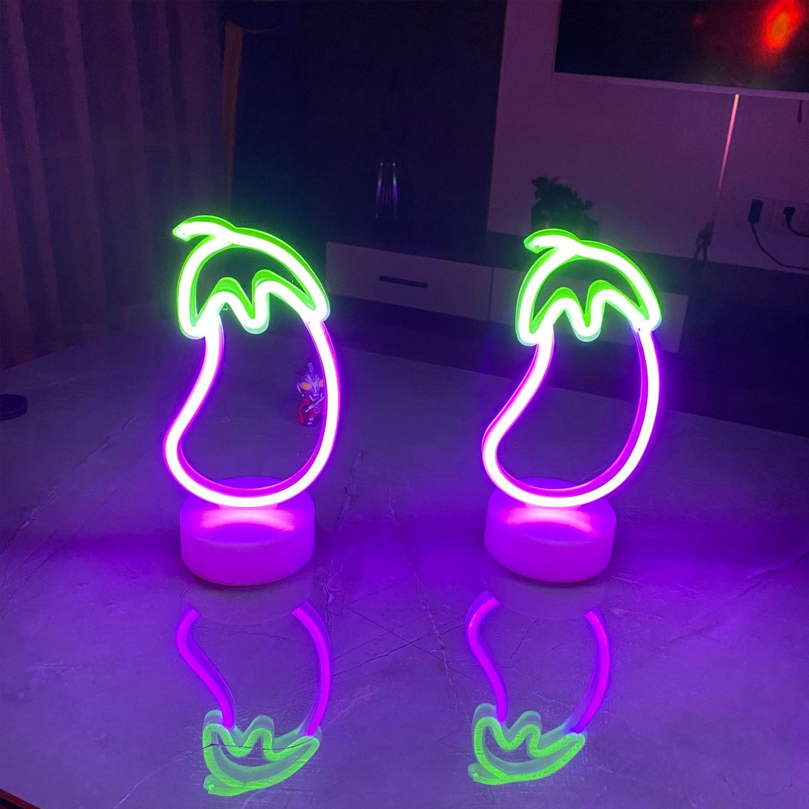 Eggplant Neon Sign USB Battery Powered LED Neon Sign Light for Home Neon Decoration V1294-YM3119220155811-0421