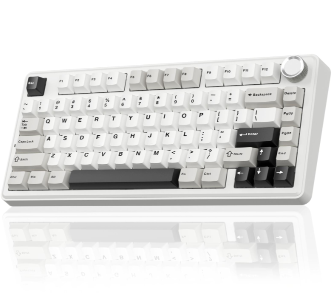Solakaka A75 3-Mode RGB Mechanical Keyboard,White-Gray V1300-A75-WHITE-GRAY