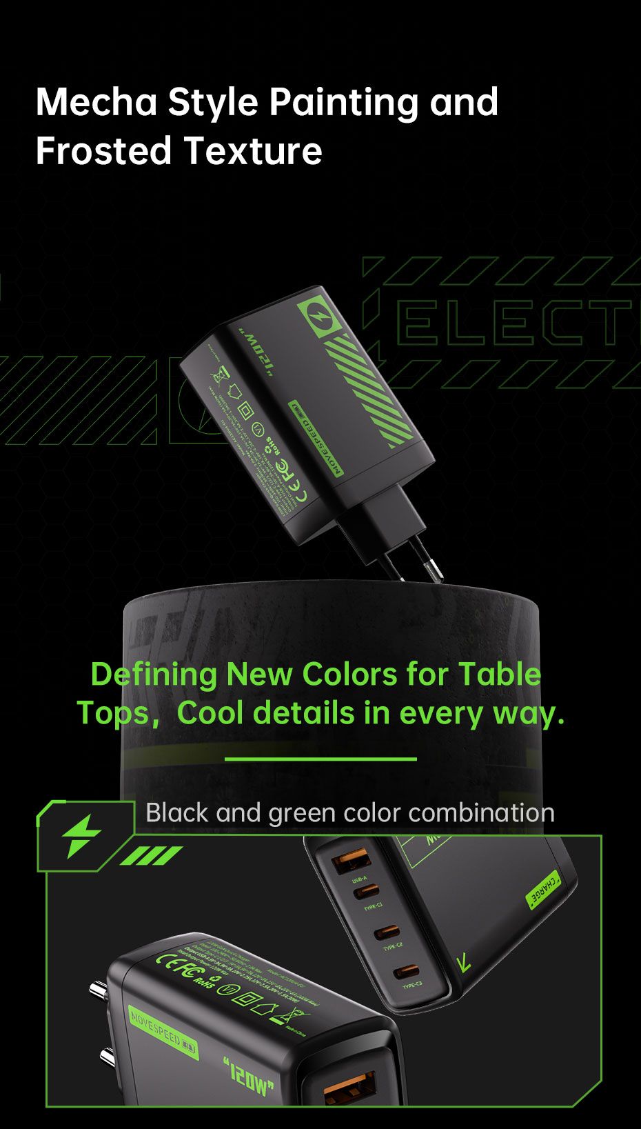 AC30U2-EU 30W USB C Charger, 4-Port Fast Charging Block,black V1300-AC30U2-EU