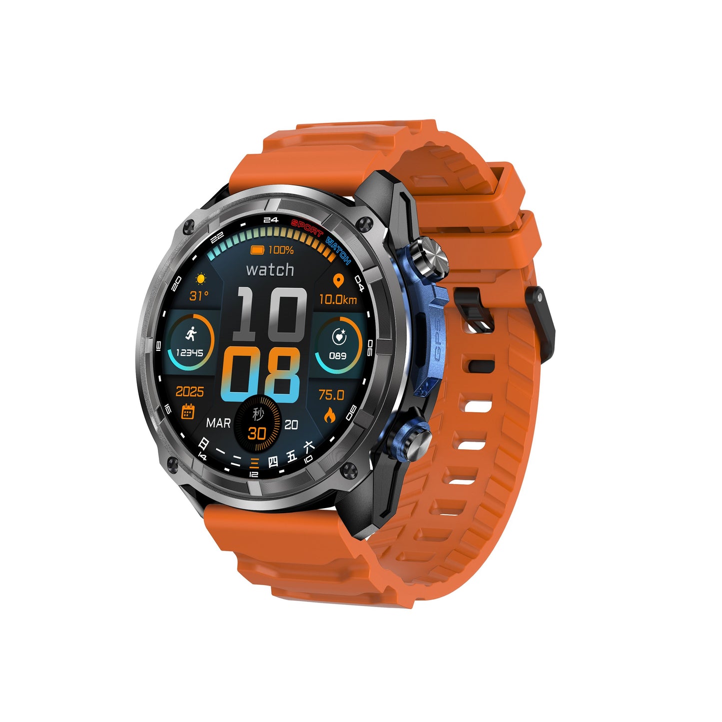 DTG1 GPS Smart Watch, AMOLED Touchscreen, 860mAh Battery, 3ATM Waterproof, Bluetooth Call,Orange V1300-DTG1-ORANGE