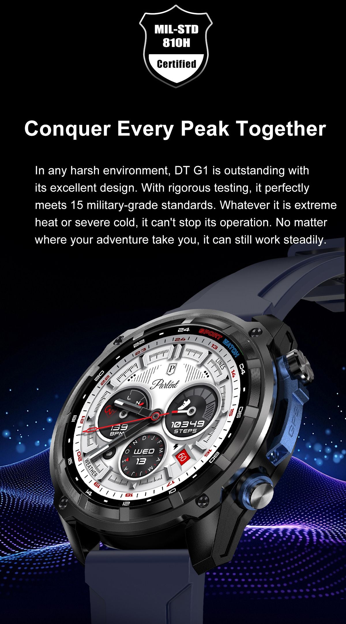 DTG1 GPS Smart Watch, AMOLED Touchscreen, 860mAh Battery, 3ATM Waterproof, Bluetooth Call,Orange V1300-DTG1-ORANGE