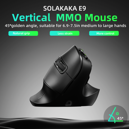 Solakaka E9 3 Mode Vertical Ergonomic Mouse, black V1300-E9-BLACK