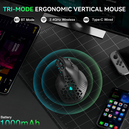 Solakaka E9 3 Mode Vertical Ergonomic Mouse, black V1300-E9-BLACK