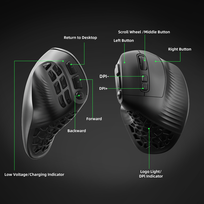 Solakaka E9 3 Mode Vertical Ergonomic Mouse, black V1300-E9-BLACK