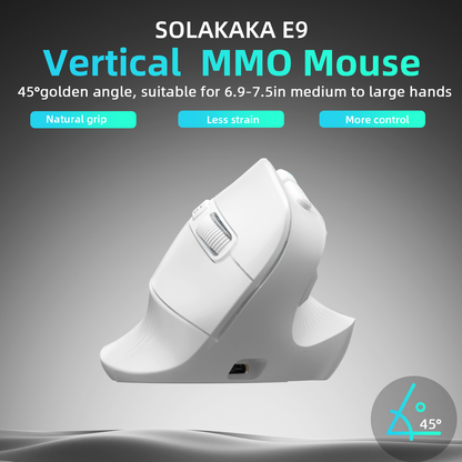 Solakaka E9 3 Mode Vertical Ergonomic Mouse, white V1300-E9-WHITE