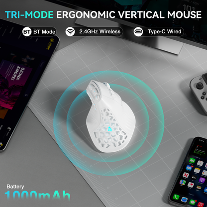 Solakaka E9 3 Mode Vertical Ergonomic Mouse, white V1300-E9-WHITE