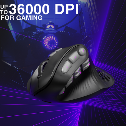 Solakaka E9PRO Tri-Mode Vertical Ergonomic MMO Gaming Mouse, 10 Programmable Side Buttons, RGB Backlit V1300-E9PRO-BLACK-GRAY
