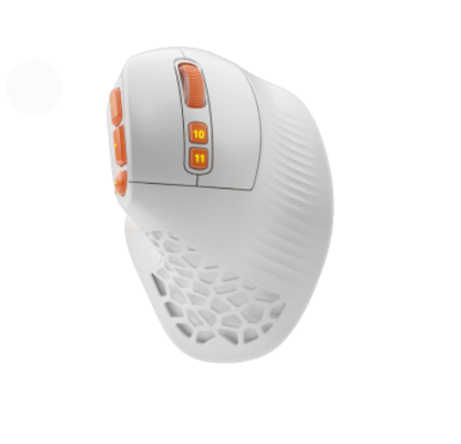 Solakaka E9PRO Tri-Mode Vertical Ergonomic MMO Gaming Mouse, 10 Programmable Side Buttons, RGB Backlit V1300-E9PRO-WHITE-ORANGE