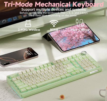 Solakaka Ki99pro 3-Mode RGB Mechanical Keyboard, Avocado-Green V1300-KI99PRO-AVOCADO-GREEN
