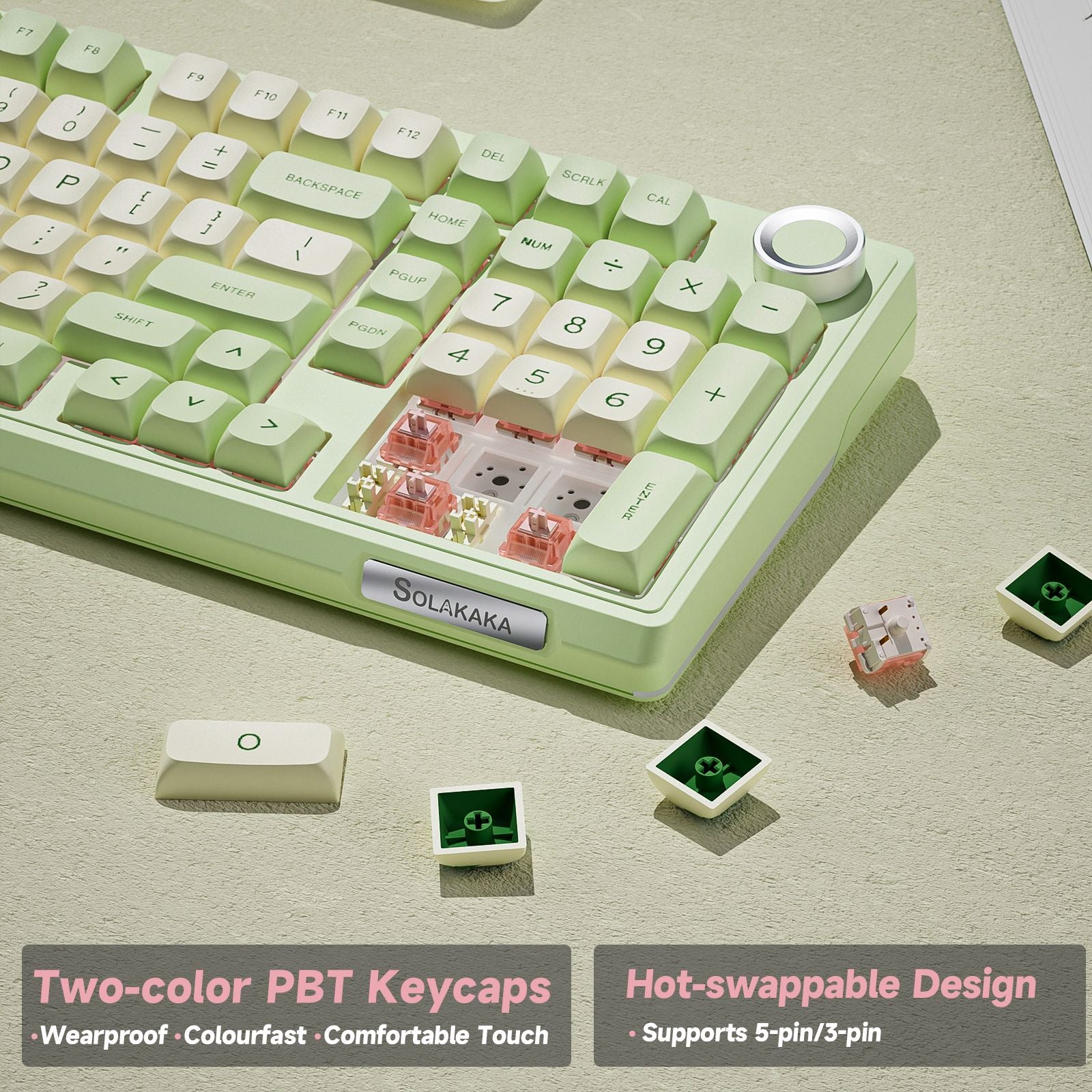 Solakaka Ki99pro 3-Mode RGB Mechanical Keyboard, Avocado-Green V1300-KI99PRO-AVOCADO-GREEN