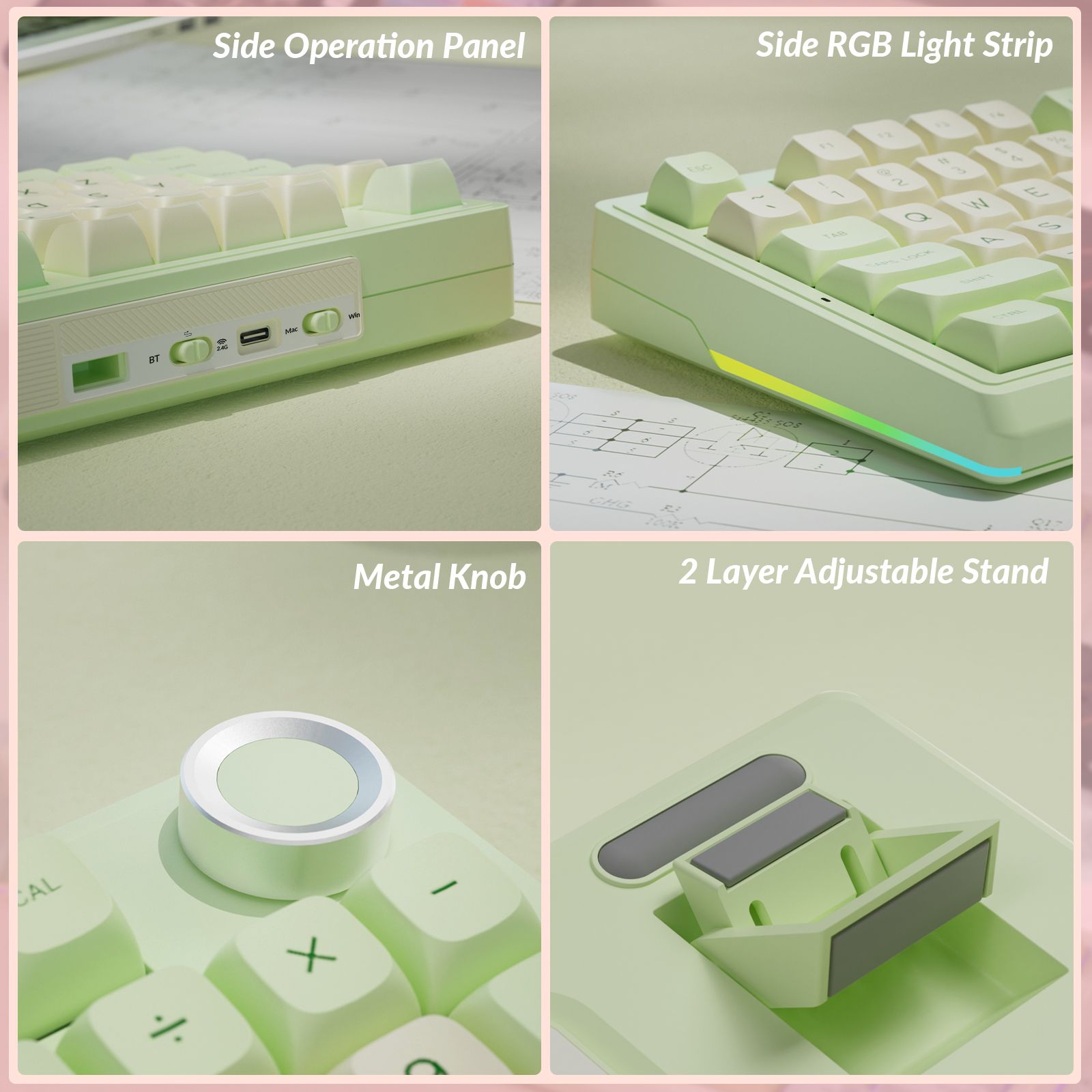 Solakaka Ki99pro 3-Mode RGB Mechanical Keyboard, Avocado-Green V1300-KI99PRO-AVOCADO-GREEN