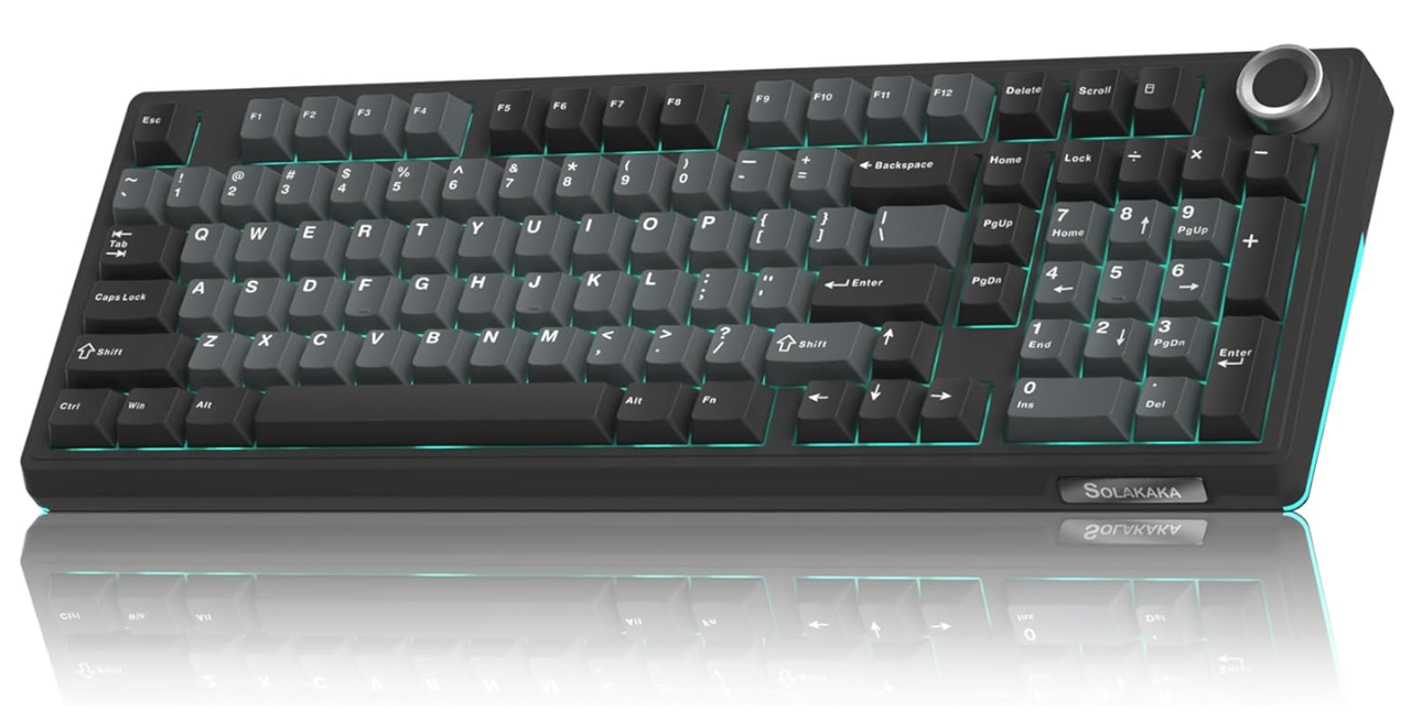 Solakaka Ki99pro 3-Mode RGB Mechanical Keyboard, Gray-Blue V1300-KI99PRO-GRA-BLUE