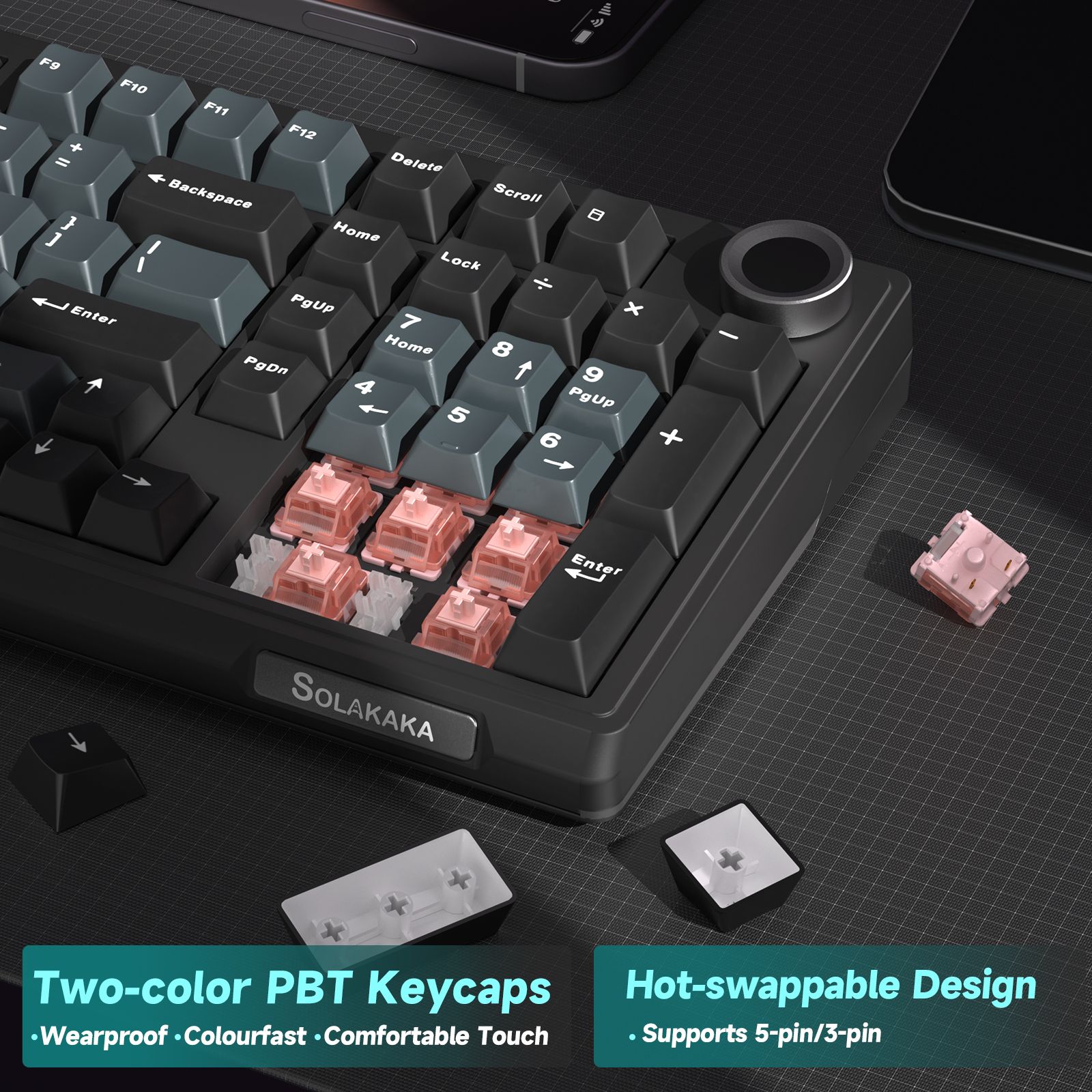 Solakaka Ki99pro 3-Mode RGB Mechanical Keyboard, Gray-Blue V1300-KI99PRO-GRA-BLUE