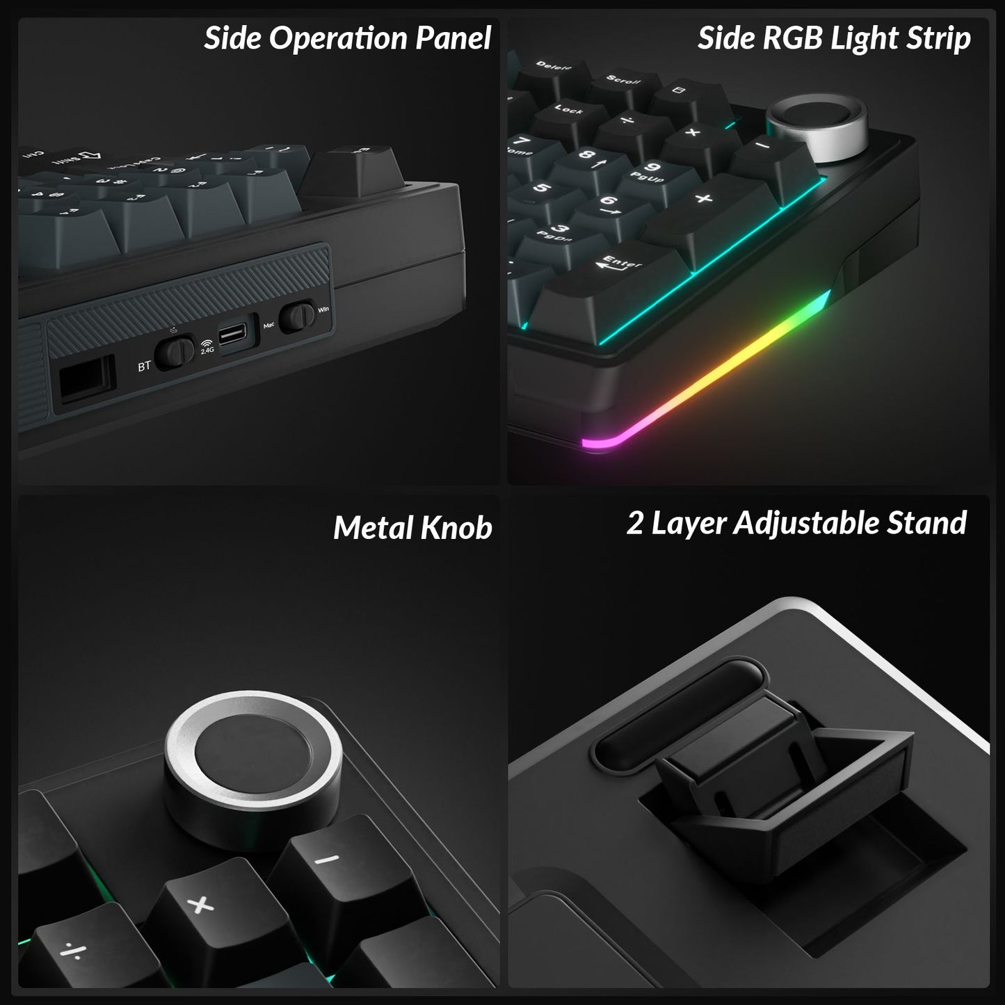 Solakaka Ki99pro 3-Mode RGB Mechanical Keyboard, Gray-Blue V1300-KI99PRO-GRA-BLUE